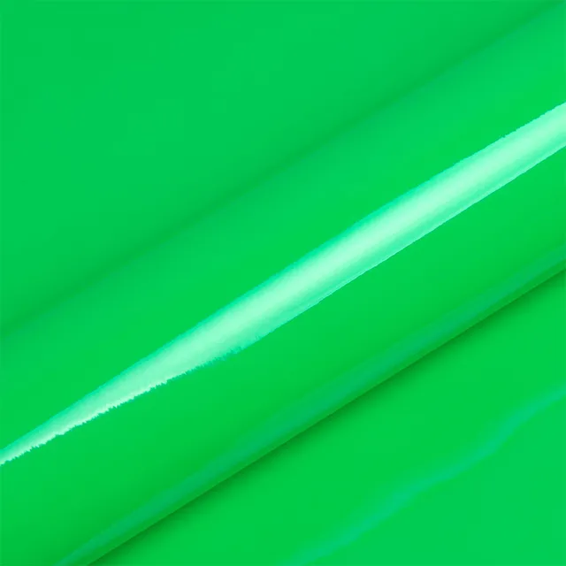 HEXIS Gloss Fluorescent Green vinyl wrap film texture · Specced